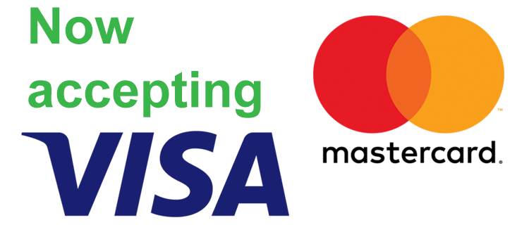 We now accept visa and mastercard