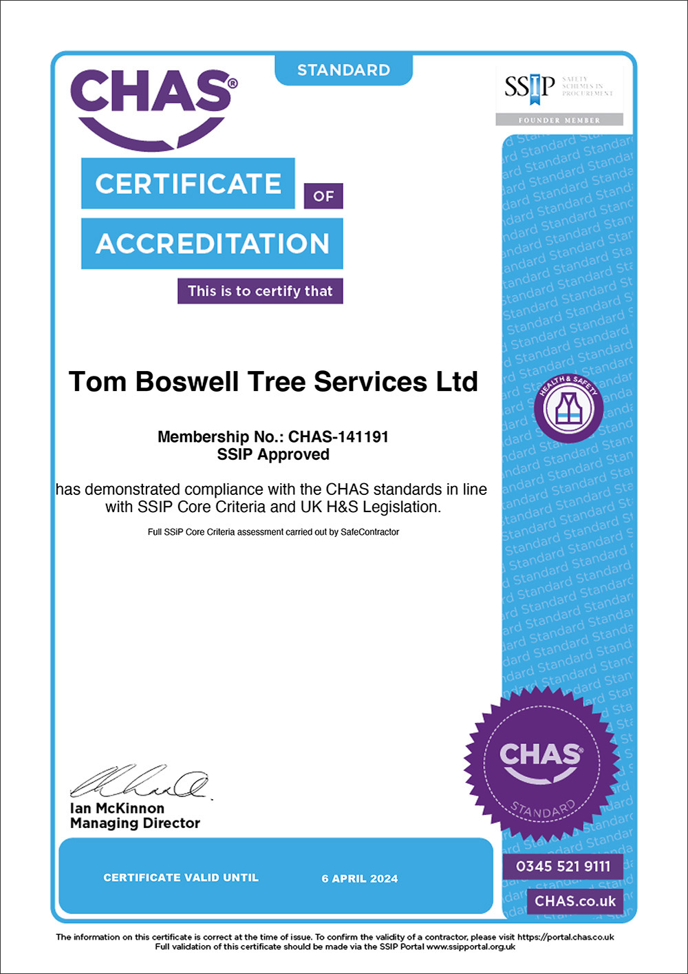 Chas Certificate